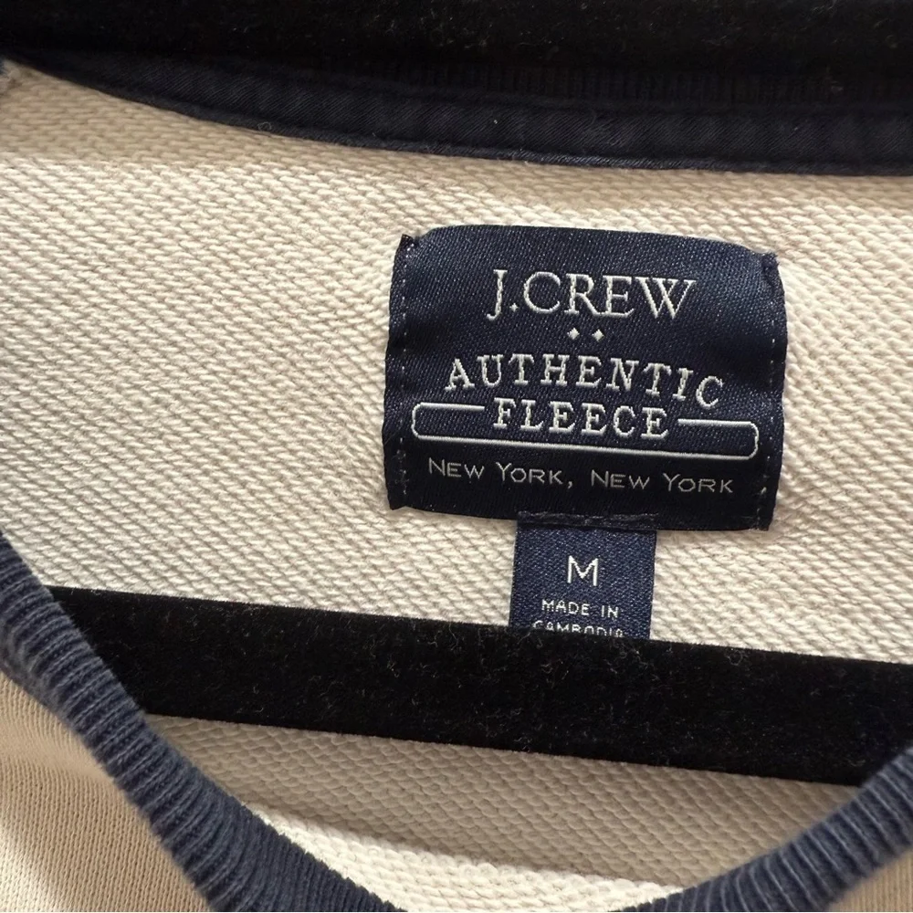 J. Crew Raglan Terry Crewneck Pullover Sweater in Natural Creek Navy Blue Medium